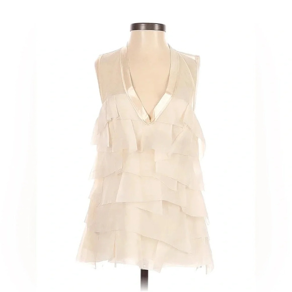 BCBGMAXAZRIA Tiered Silk‎ V-Neck Sleeveless Top - Picture 1 of 9